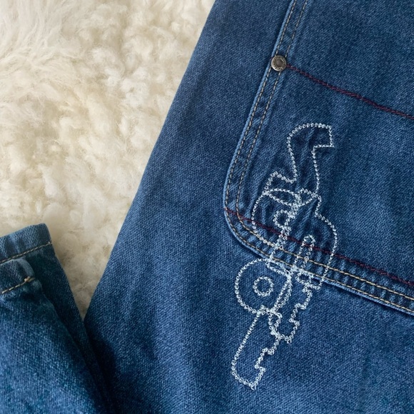 Y2K Schott Bros NYC Men's Denim Jeans Stiched Logo Streetwear Baggy Size: 34 - Picture 2 of 11